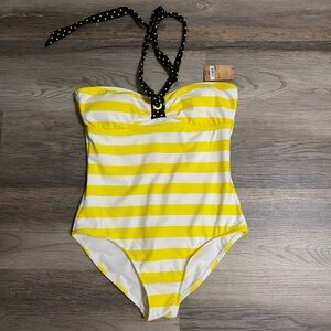Arizona Jean Company Yellow and White Striped One Piece